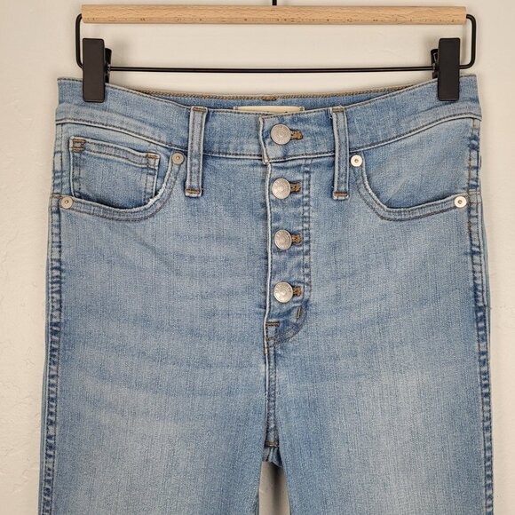Madewell 10" High Rise Skinny Jeans Button Fly Mickleton Wash Blue Size 26 - Picture 4 of 11